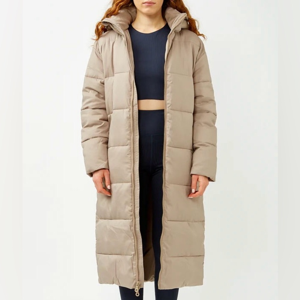 Girlfriend Collective Taupe Long Recycled Puffer (Never Worn with Tags!)